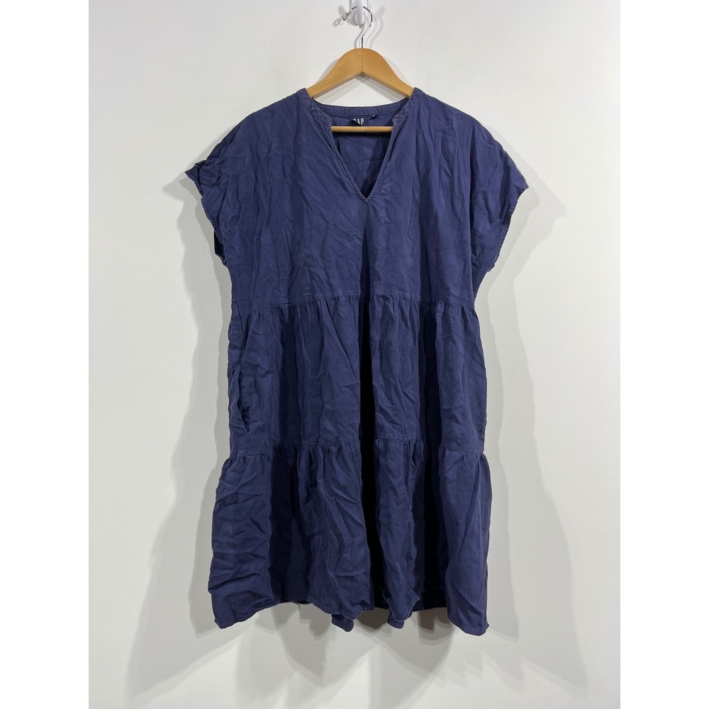 Gap Tiered Gauze Beachy Coastal Mini Dress Short Sleeve Flowy Boho Women XL Tall